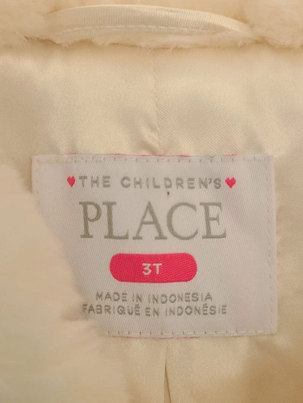 Children's Place White Faux Fur Jacket Size 3T